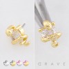316L SURGICAL STEEL THREADLESS PUSH IN CZ HEART SNAKE COBRA TOP PART (ONLY)